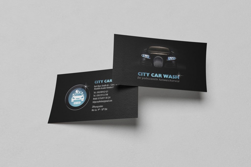 City Car Wash Visitenkarte Rückseite mit [z.B. Slogan/weitere Infos].